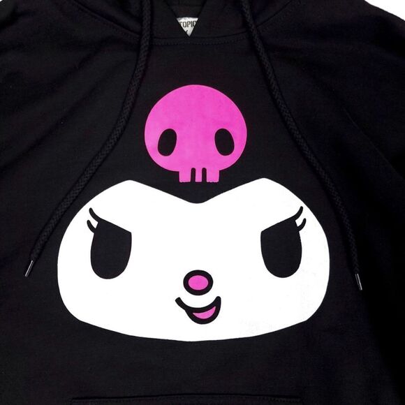 HOT TOPIC Hello Kitty Kuromi 3D Ears Oversized Fleece Hoodie Kawaii Small Black - Picture 3 of 9